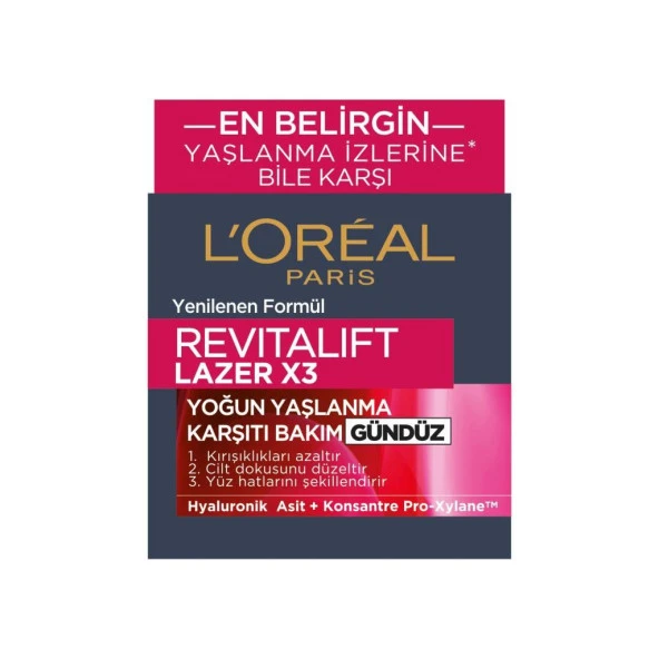 L’Oréal Paris Revitalift Lazer X3 Yoğun Yaşlanma Karşıtı Gündüz Bakım Kremi 50 ml ürün görseli 1