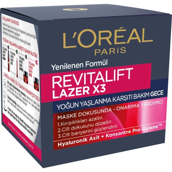 L’Oréal Paris Revitalift Lazer X3 Yoğun Yaşlanma Karşıtı Gece Bakım Kremi 50 ml ürün görseli 1