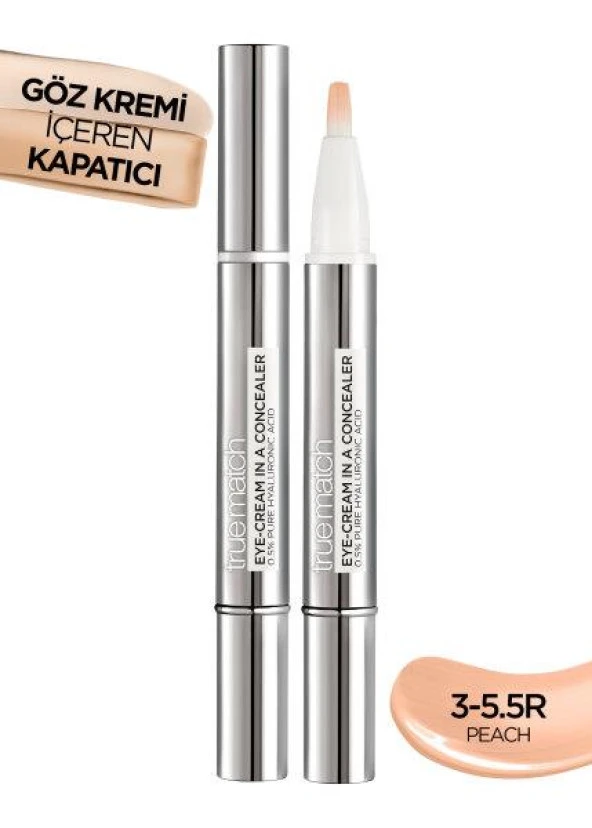 L’Oréal Paris True Match 2'si 1 Arada Göz Kremi içeren Kapatıcı - 3-5.5.R Peach ürün görseli 1
