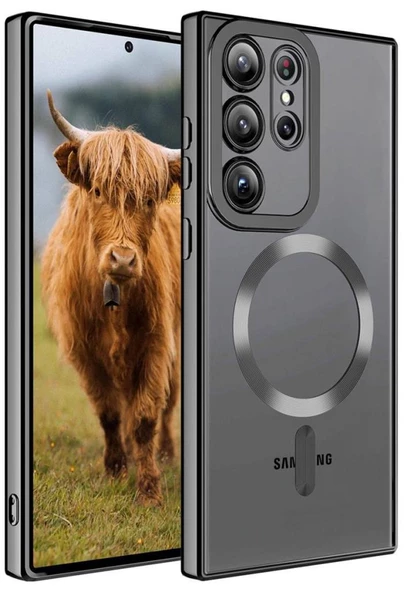 Galaxy S23 Ultra Kılıf Köşeleri Renkli Şeffaf Kamera Korumalı Magsafe Lüx Kılıf ürün görseli 1