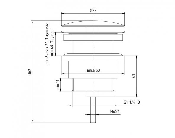 ECA Pirinç Krom Sabit Taşmalı Taşmasız Lavabo Sifonu 402129032 ürün görseli 1