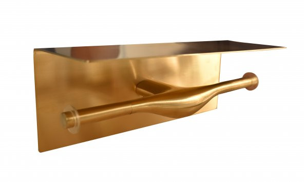 T-MAY  Gold Etajerli İkili Tuvalet Kağıtlığı Mat Altın Renkli ürün görseli 1