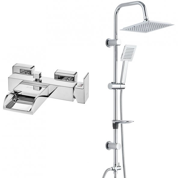 ECA Natura Banyo Bataryası+T-MAY Banyo Çam Kare Tepe Duş Takımı Seti Paslanmaz Krom ürün görseli 1