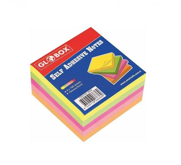 Globox 6636 4 Neon Renk Yapışkanlı Not Kağıdı- 75x75 400 Yaprak ürün görseli 1