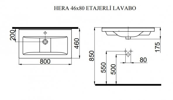 İdevit Hera 80 Cm Dolap Uyumlu Yarım Lavabo - Resim 2