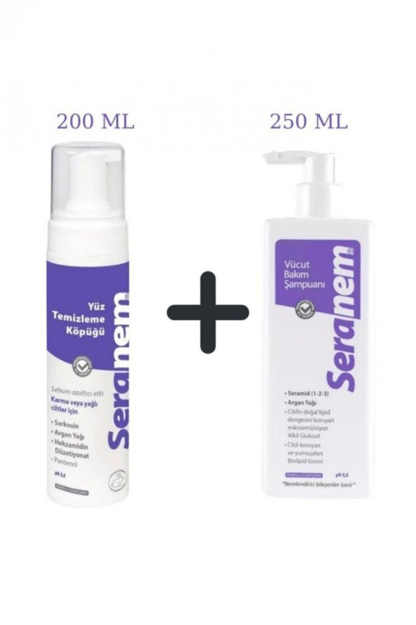 Yüz Temizleme Köpüğü 200ml + Vücut Bakım Şampuanı 250ml ürün görseli 1