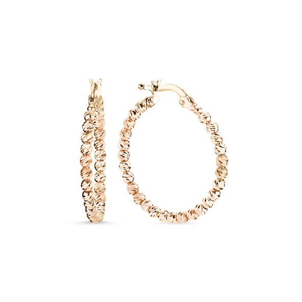 14k Rose Altın Tek Sıra Dorika Halka Küpe ürün görseli 1