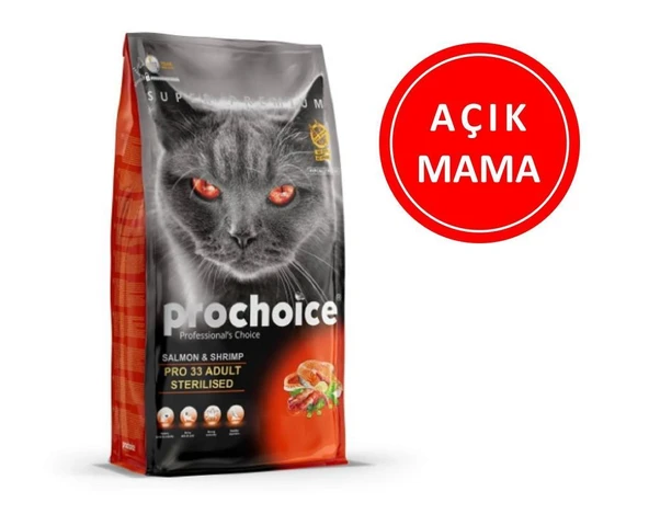 ProChoice Pro 33 Sterilised Somon Karides Kısır Kedi Maması 1 Kg AÇIK ürün görseli 1