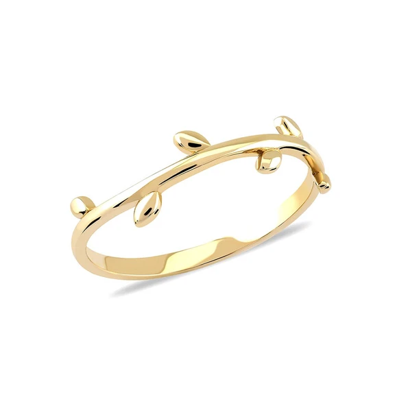 14k Sarı Altın Minimal Dal Yüzük - Resim 4