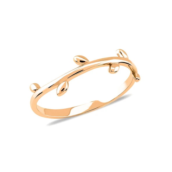 14k Rose Altın Minimal Dal Yüzük - Resim 4