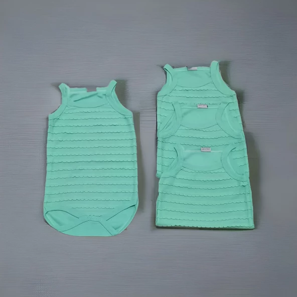 Kız Bebek Fırfırlı İp Askılı Zıbın Body 4 lü ürün görseli 1