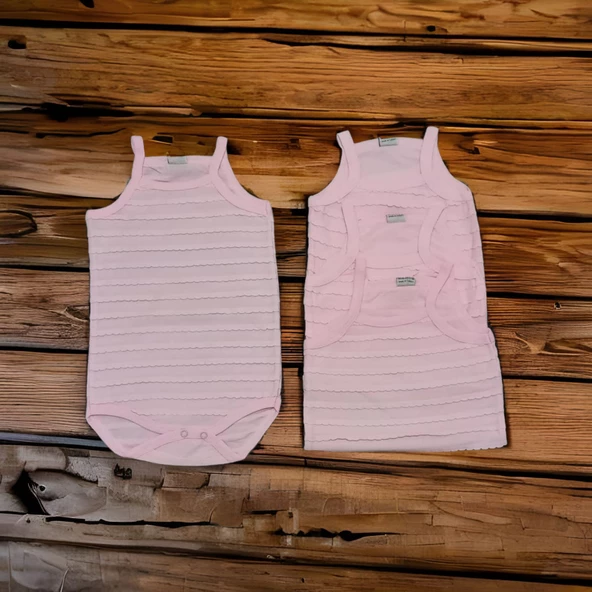 Kız Bebek Fırfırlı İp Askılı Zıbın Body 4 lü ürün görseli 1