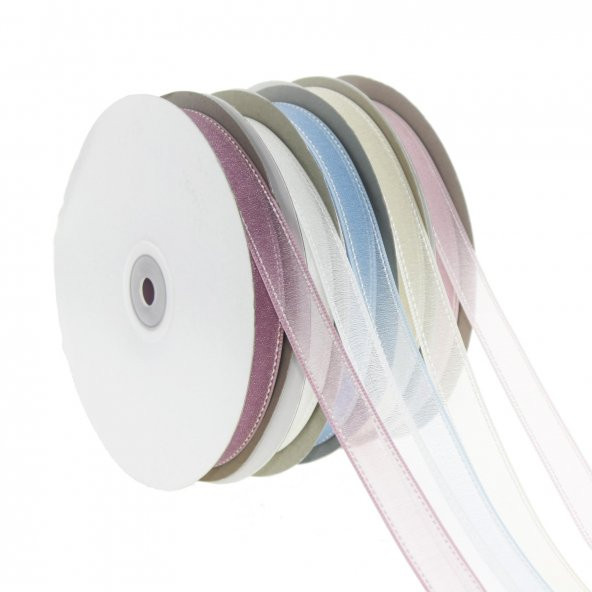 1,5cm x 45metre Kenarı Dikişli Organze Kumaş Kurdela ürün görseli 1