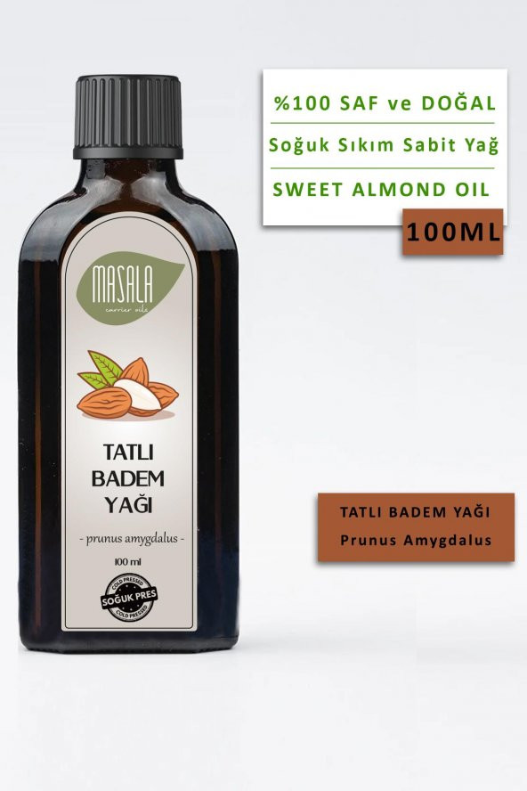 Masala Tatlı Badem Yağı 100 ml.  Soğuk Pres (Sweet Almond Carrier Oil) ürün görseli 1
