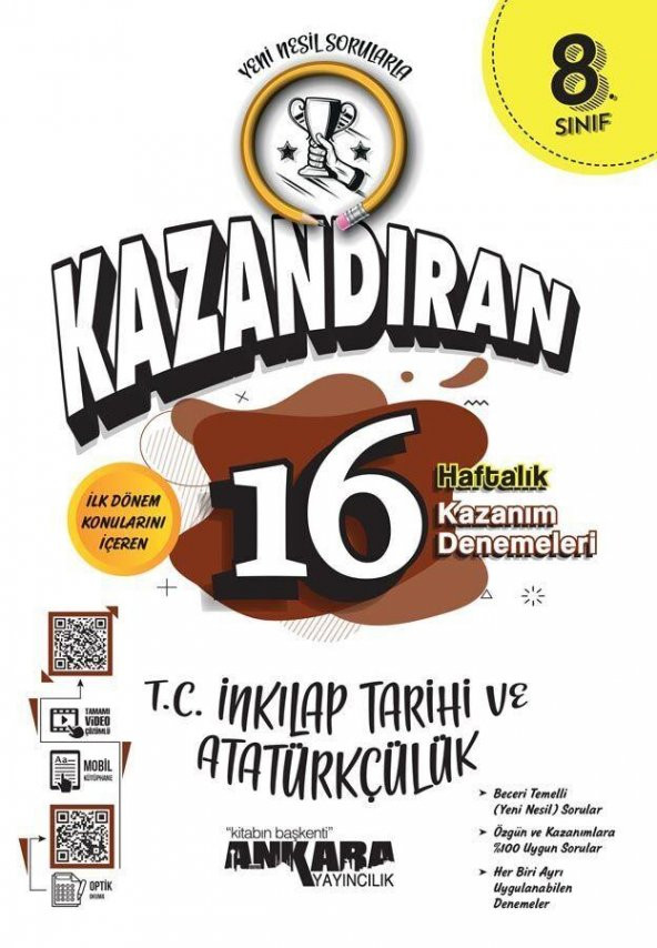8. Sınıf LGS T.C İnkılap Tarihi ve Atatürk Kazandıran 16 Haftalık Kazanım Denemeleri Ankara Yayıncılık ürün görseli 1