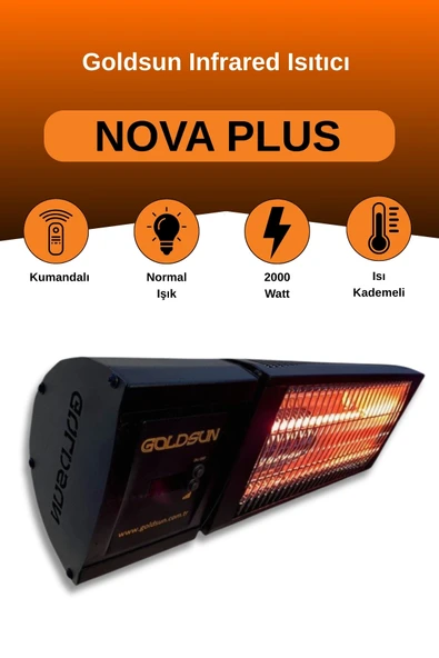 Goldsun Nova Plus 2000 Watt GSN20P Kumandalı Elektrikli İnfrared Isıtıcı-Siyah ürün görseli 1