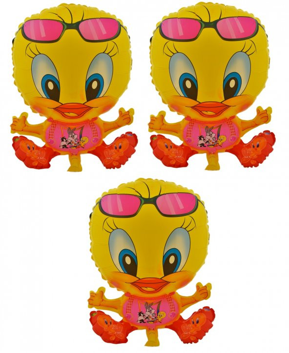 Tweety 3 Adet Büyük Boy 42cmx52cm Folyo Balon Helyum No6 ürün görseli 1