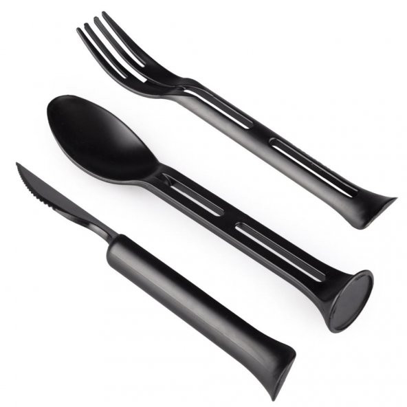 Evolite Combo 3 in 1 Çatal Kaşık Set (SİYAH) - Resim 3