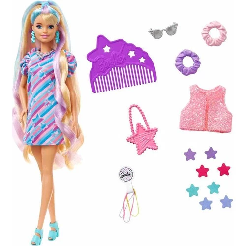 Orjinal Barbie Upuzun Muhteşem Saçlı Bebekler Ve Aksesuarları Sarışın Yıldız ürün görseli 1