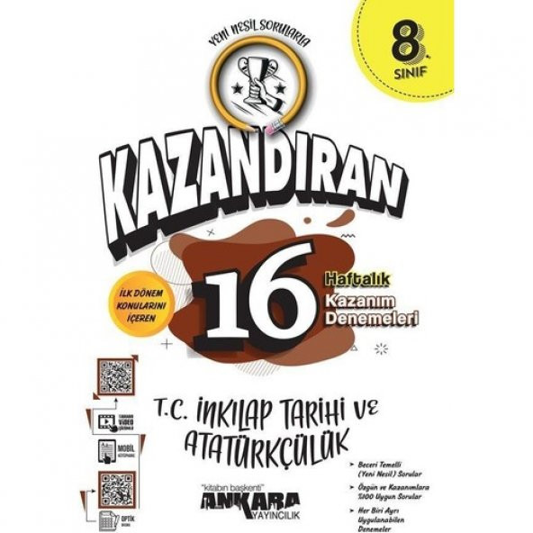Ankara Yayınları 8.Sınıf LGS Kazandıran 16 Haftalık İnk.Tarihi Kazanım Denemeleri ürün görseli 1