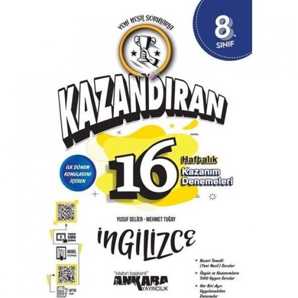 Ankara Yayınları 8.Sınıf LGS Kazandıran 16 Haftalık İngilizce Kazanım Denemeleri ürün görseli 1