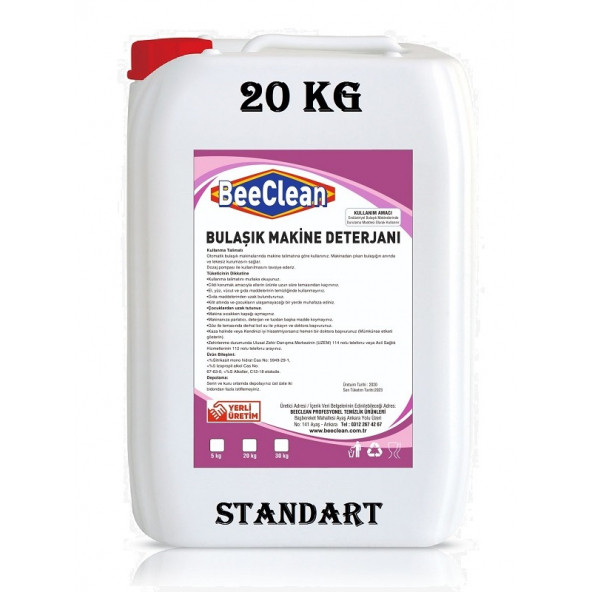 BeeClean 20 Kg Sanayi Tipi Endüstriyel Makine Bulaşık Yıkama Deterjanı STANDART SEMD 30 - 20 - 10 ürün görseli 1