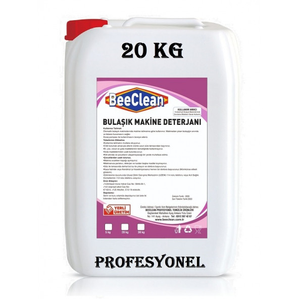 BeeClean 20 Kg Sanayi Tipi Endüstriyel Makine Bulaşık Yıkama Deterjanı PROFESYONEL PEMD 30 - 20 - 10 ürün görseli 1
