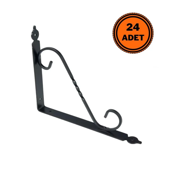 24 Adet Ferforje 12 x 15 cm Dekoratif Raf Altı Ayağı Konsol Siyah ürün görseli 1
