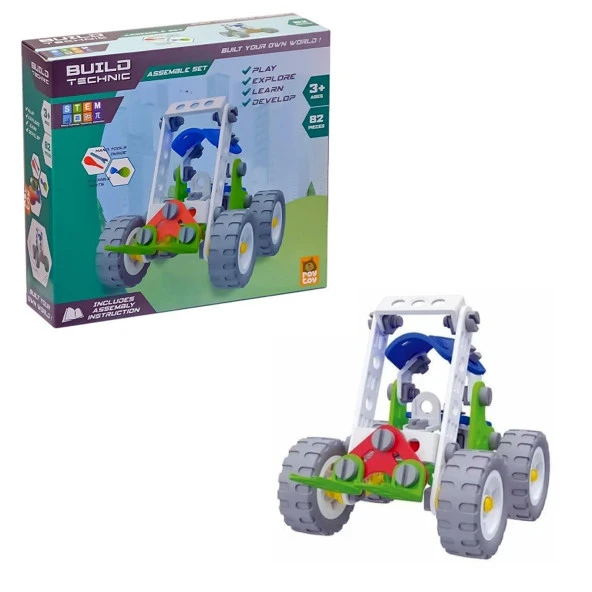 Build Technic Set, 82 Parça Tak-Sök Forklift Block Yapı Seti - Resim 5