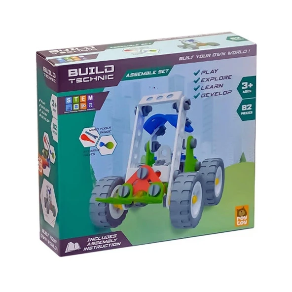 Build Technic Set, 82 Parça Tak-Sök Forklift Block Yapı Seti - Resim 2