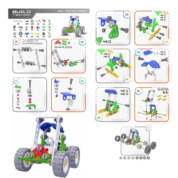 Build Technic Set, 82 Parça Tak-Sök Forklift Block Yapı Seti - Resim 3