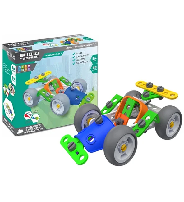 Build Technic Set, 58 Parça Tak-Sök Go-Kart Arabası Block Yapı Seti ürün görseli 1