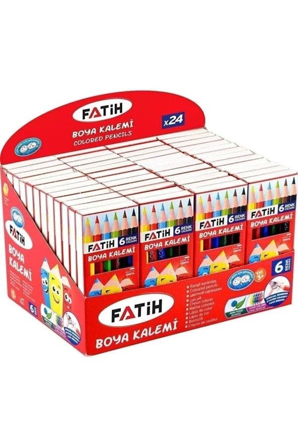 Fatih Kuru Boya Karton Kutu Tam Boy 6 Renk Kuru Boya (24 Lü Paket) ürün görseli 1