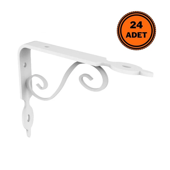 24 Adet Ferforje 22 x 30 cm Dekoratif Raf Altı Ayağı Konsol Beyaz ürün görseli 1