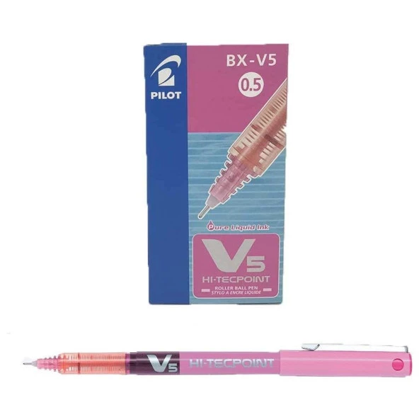 Pilot V5 Hi-Tecpoint İğne Uçlu 0.5 MM Pembe Roller Kalem (12 Li Paket) ürün görseli 1