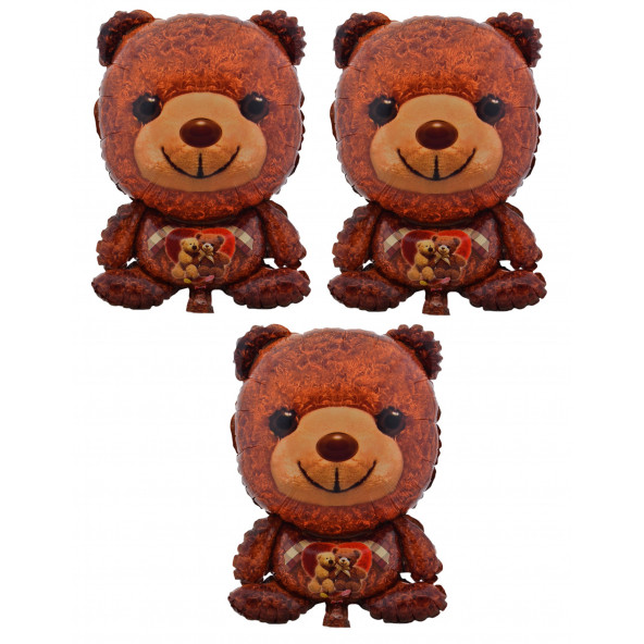 Teddy Bear 3 Adet Büyük Boy 40cmx60cm Folyo Balon Helyum No15 ürün görseli 1