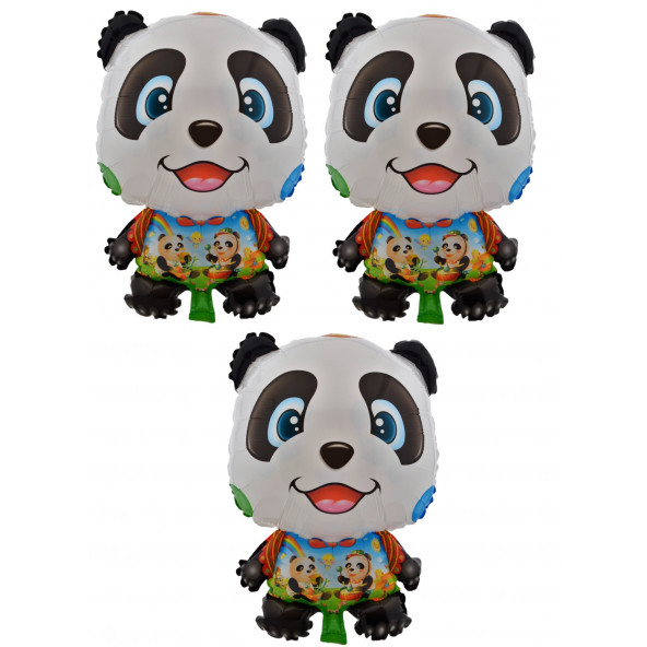 Neşeli Panda 3 Adet Büyük Boy 41cmx60cm Folyo Balon Helyum No19 ürün görseli 1