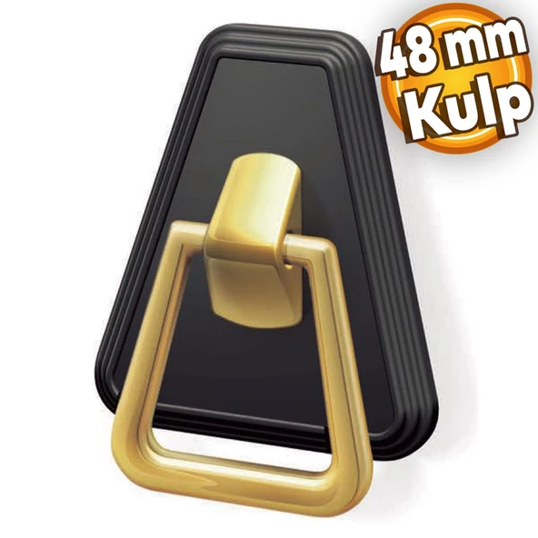 Piramit Kulp Mobilya Mutfak Çekmece Dolap Dolabı Kapak Kulpu Kulpları Kulbu Plastik Siyah Gold 48 Mm ürün görseli 1