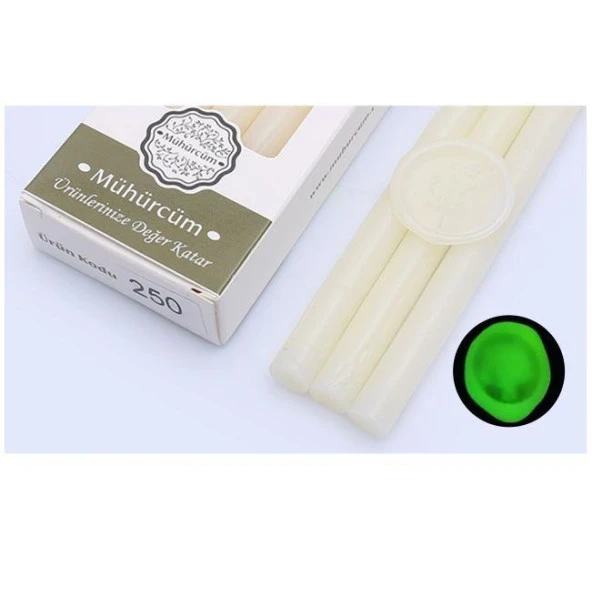 Mühür Mumu Çubuk 11mmx120mm 10 lu Paket Model: 250 YEŞİL FOSFORLU ürün görseli 1