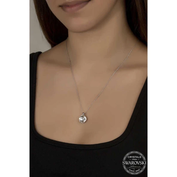 Swarovski Crystal Taşlı Gümüş Kadın Kolye ürün görseli 1