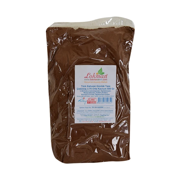 Türk Kahvesi Günlük Taze Çekilmiş 3.75 Orta Kavrum 500 Gr Paket ürün görseli 1