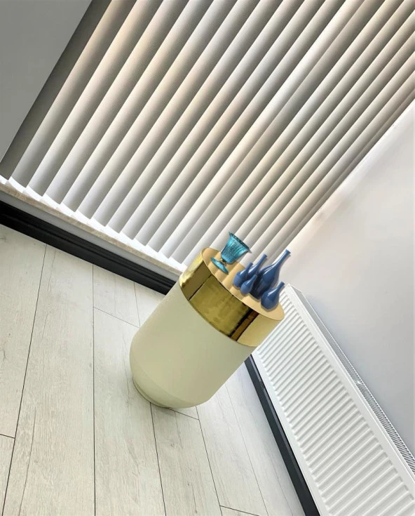 Dekoratif Gold Darbuka Beyaz Sehpa 60cm ürün görseli 1