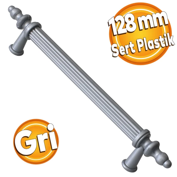 Polavit 128 Mm (SERT PLASTİK) Gri Mobilya Çekmece Mutfak Dolap Dolabı Kapak Kulpu Kulbu Kulpları ürün görseli 1