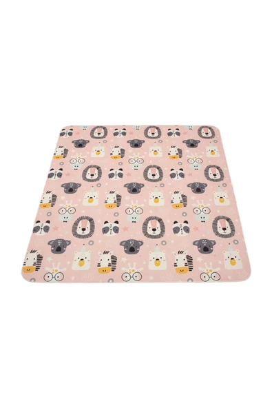 Cute 150x150 cm Bebek Çocuk Halısı Pembe Hayvanlar Somon Yenidoğan Yumuşak Aktivite Etkinlik Örtüsü ürün görseli 1