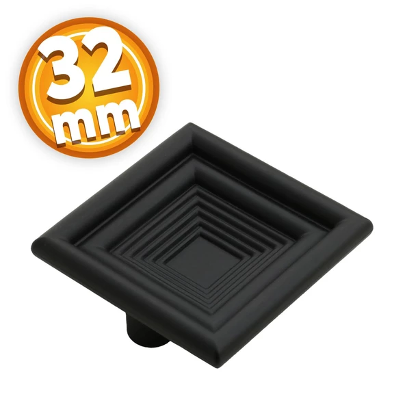 Prenses Kare Mobilya Çekmece Mutfak Dolap Dolabı Kulpu Kulbu 32 Mm Mat Siyah Sert Plastik Kulpları ürün görseli 1