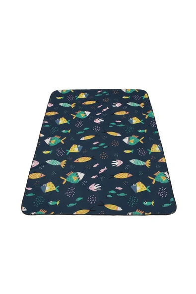 Fishes Oyun Matı 100x150 cm Bebek Çocuk Halısı Balıklar Lacivert Yenidoğan Yumuşak Aktivite Etkinlik Örtüsü ürün görseli 1