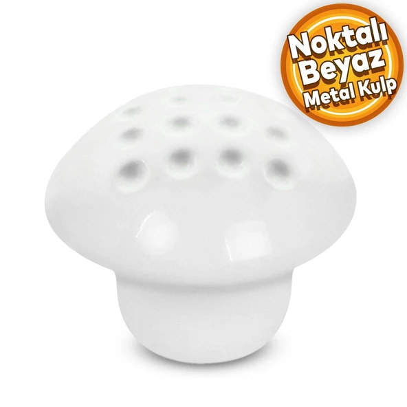 Noktalı Mantar Düğme Kulp Mobilya Mutfak Çekmece Dolap Dolabı Kapak Kulpu Kulpları Kulbu Beyaz ürün görseli 1