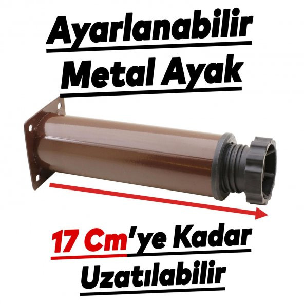 Mobilya Kanepe Baza Koltuk Metal Destek Ayağı Ayarlanabilir Kahverengi Ayak 15 cm ürün görseli 1