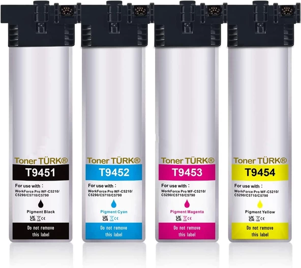 Epson T9451XL / T9452XL / T9453XL T9454XL Muadil Kartuş Takım / WorkForce Pro WF-C5210DW / C5290DW / C5710DWF /C5790DWF / C5215DW ürün görseli 1