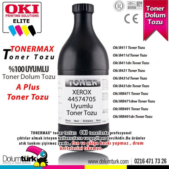 Oki B411 Toner Tozu 250GR./ B431 / MB471 / MB471 / MB491 ürün görseli 1